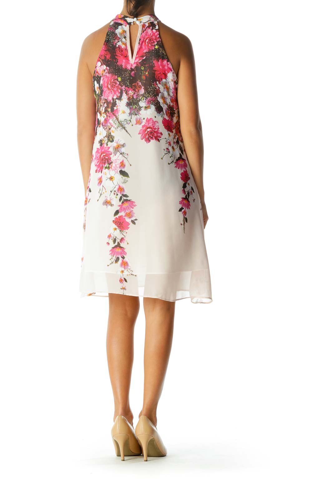 Pink Floral Mock A-line Dress