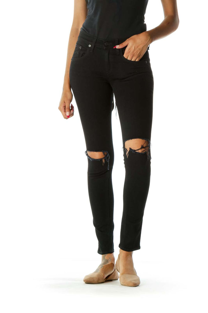 Black Distressed Skinny Jeans