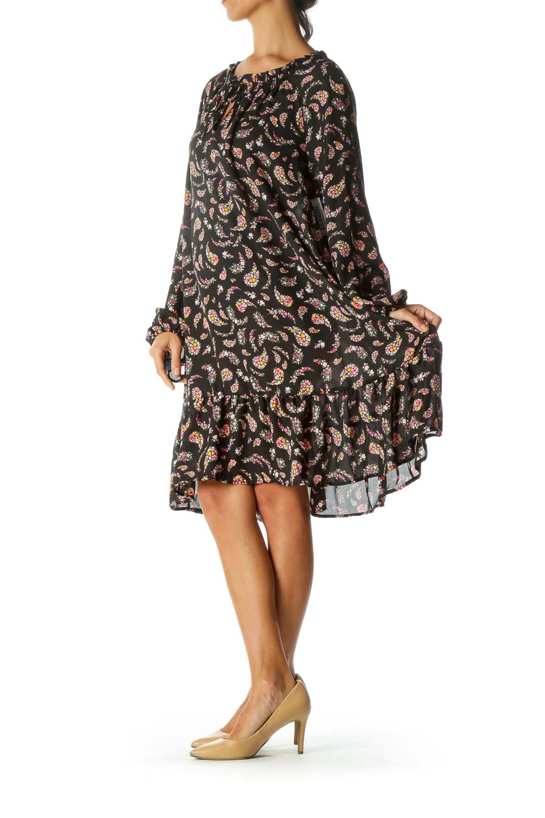 Black Floral Flip Summer Dress