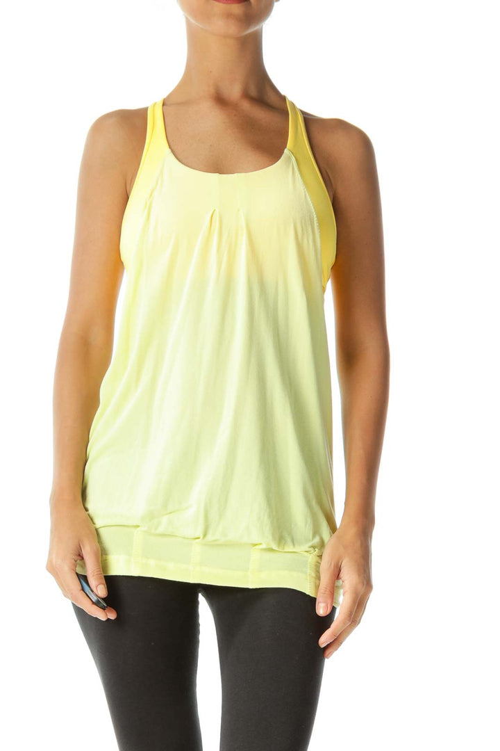 Yellow Racer-Back Cut-Out Built-in-Bra Yoga Tank