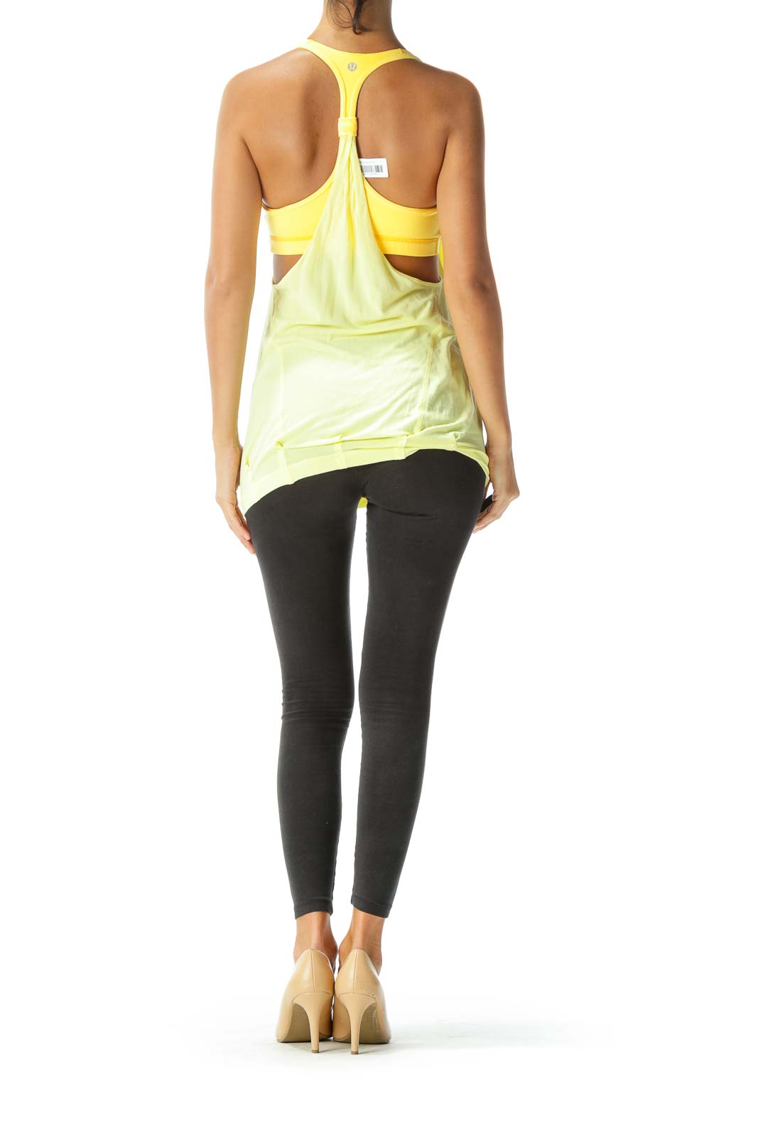 Yellow Racer-Back Cut-Out Built-in-Bra Yoga Tank