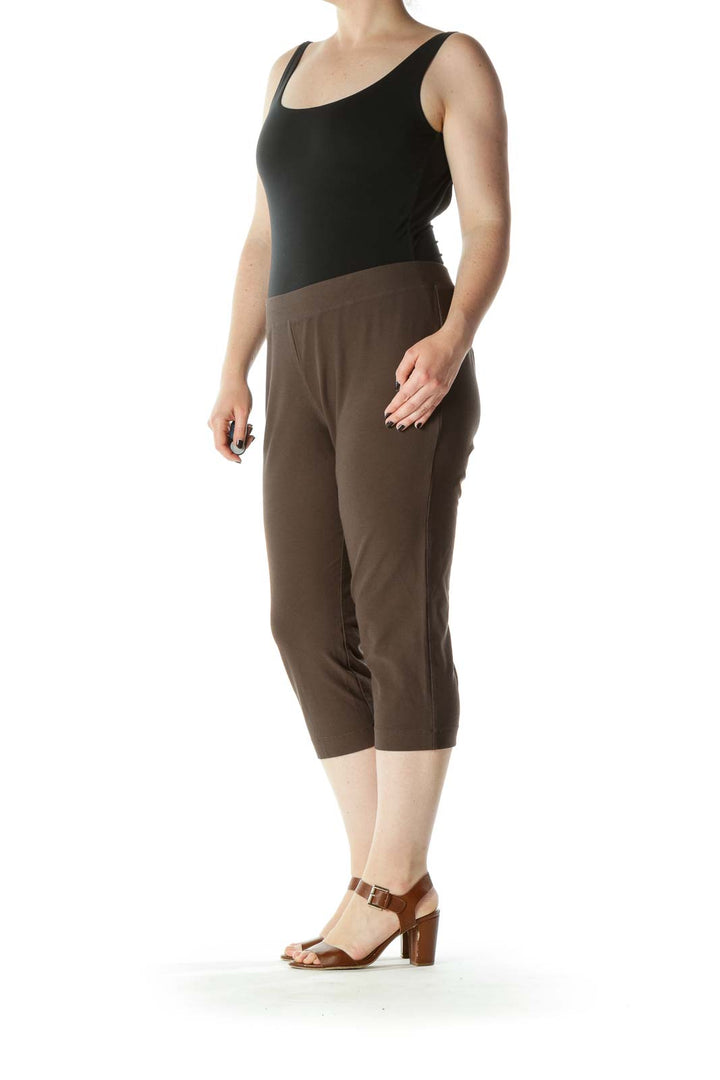 Brown Cropped Stretch Pants