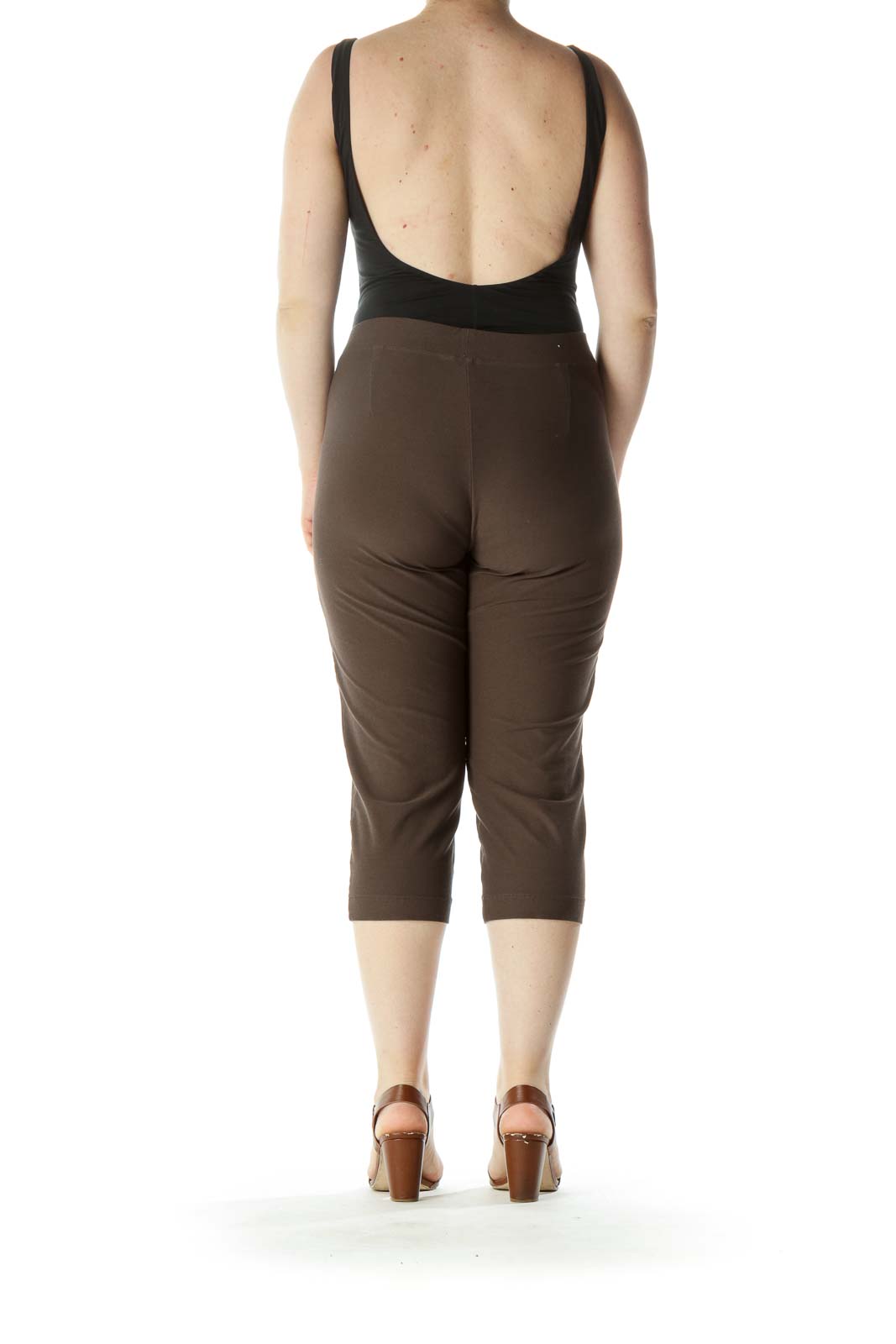 Brown Cropped Stretch Pants