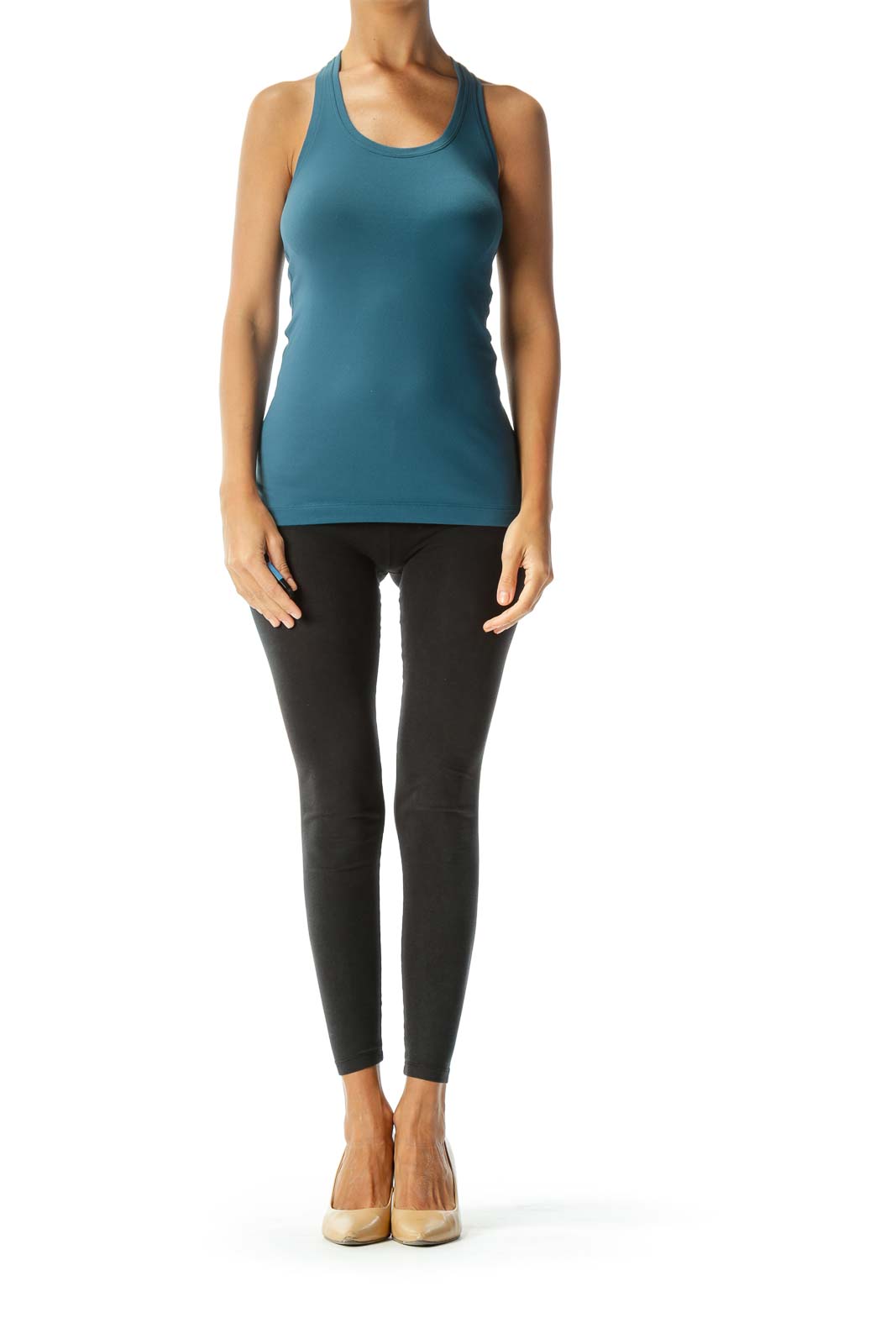 Teal Racer-Back Fitted Yoga Tank