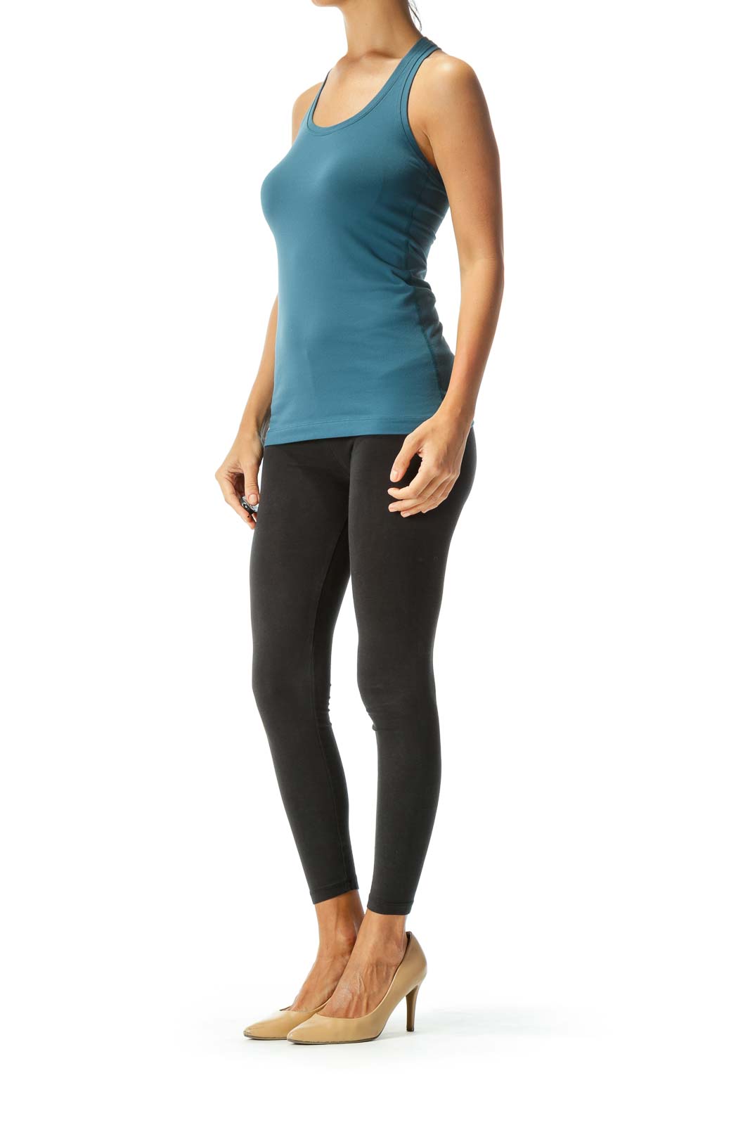 Teal Racer-Back Fitted Yoga Tank