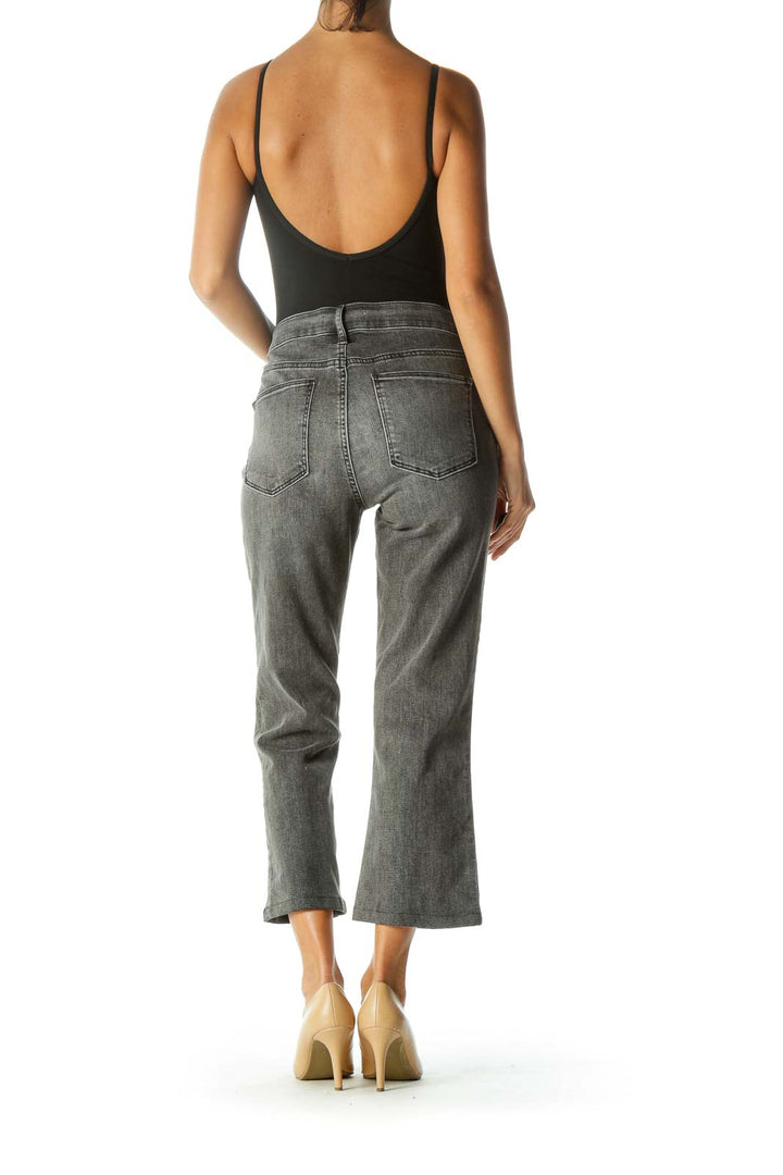 Charcoal High-Rise Cropped Flare Jeans