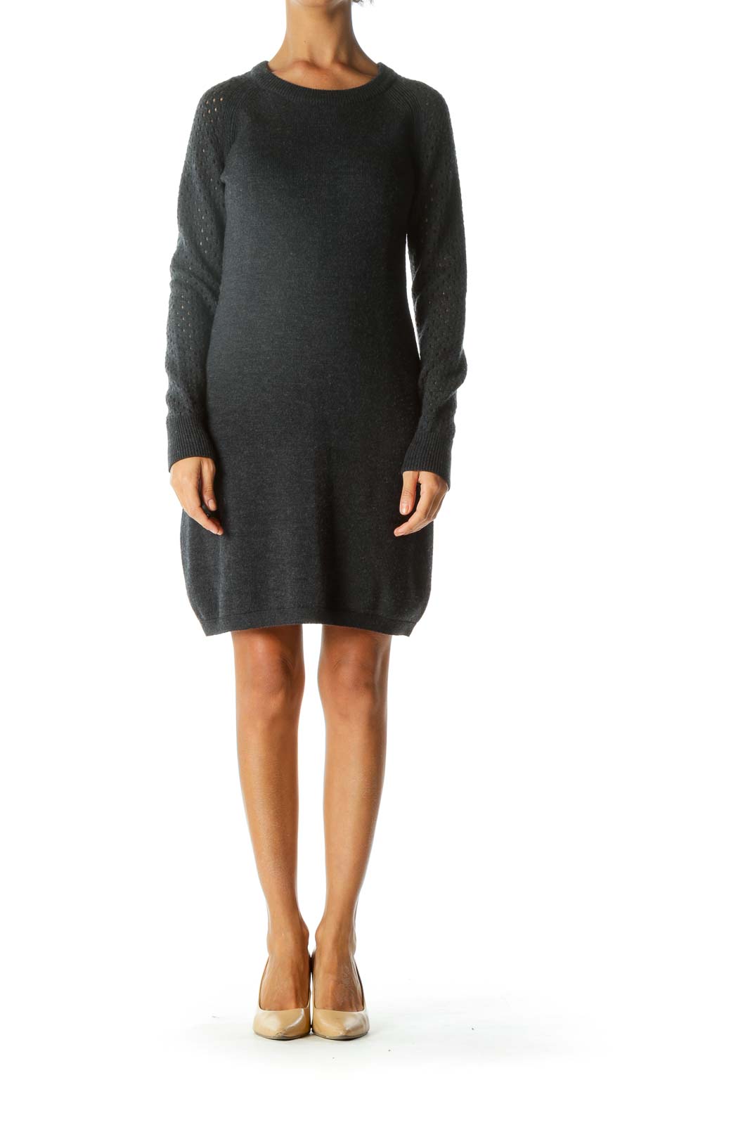 Gray Merino Wool Shift Dress