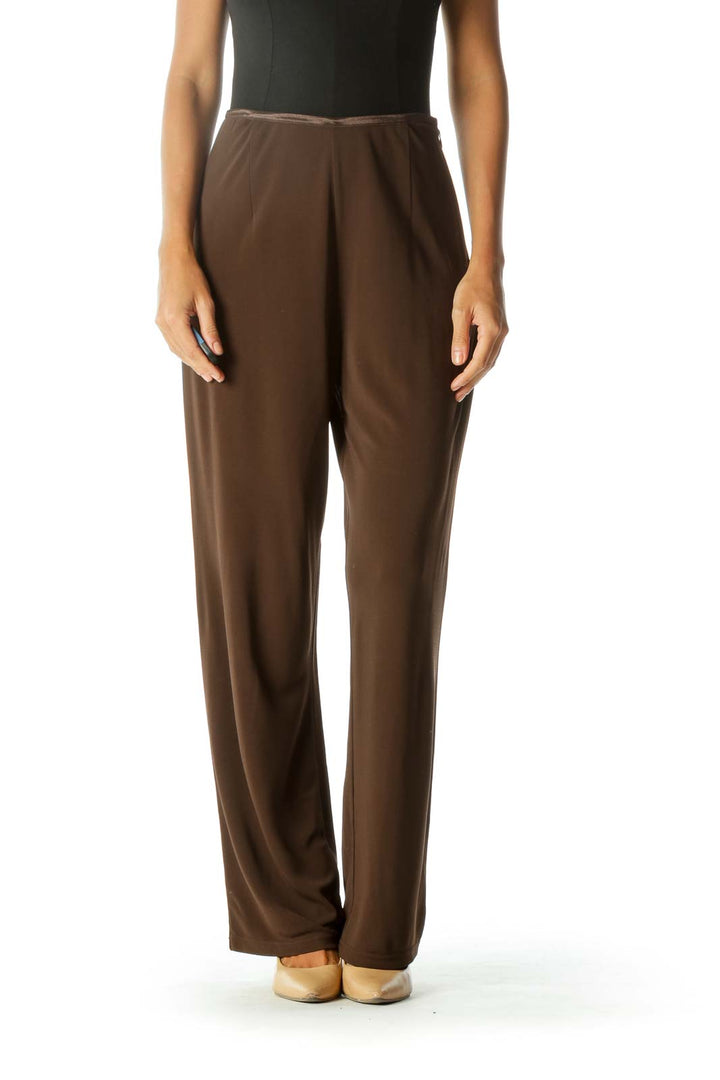 Brown High Waisted Wide-Leg Pant