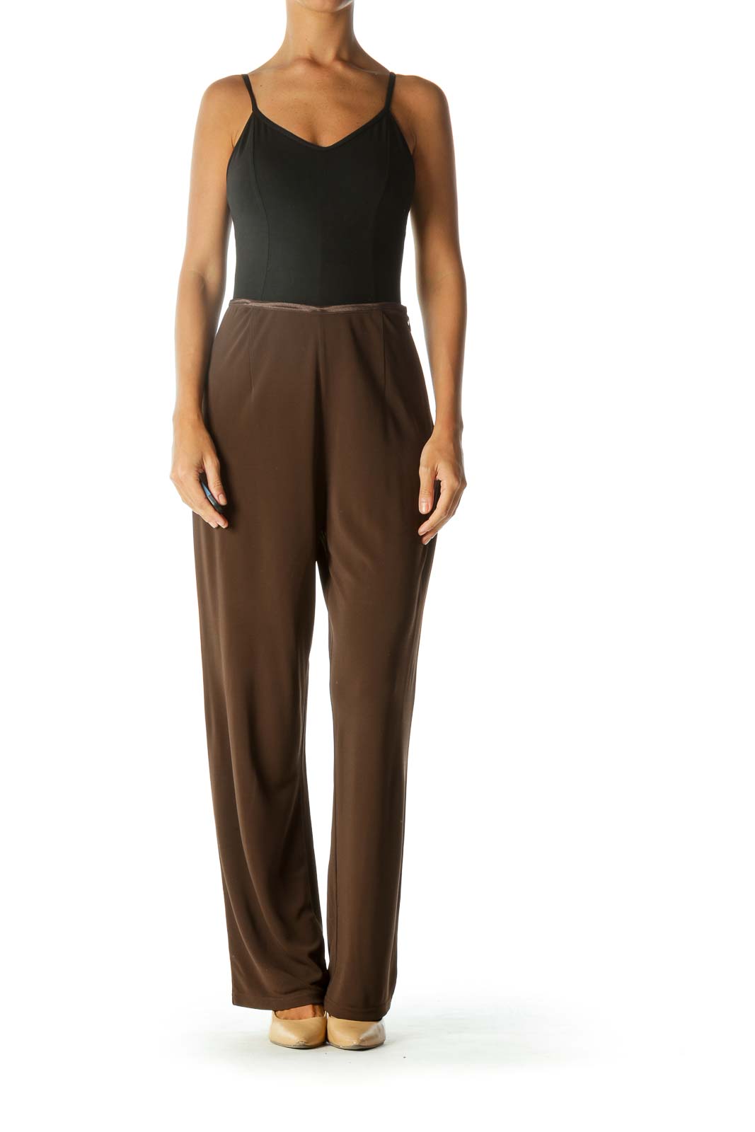 Brown High Waisted Wide-Leg Pant