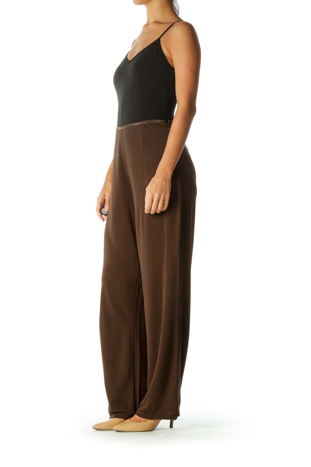 Brown High Waisted Wide-Leg Pant