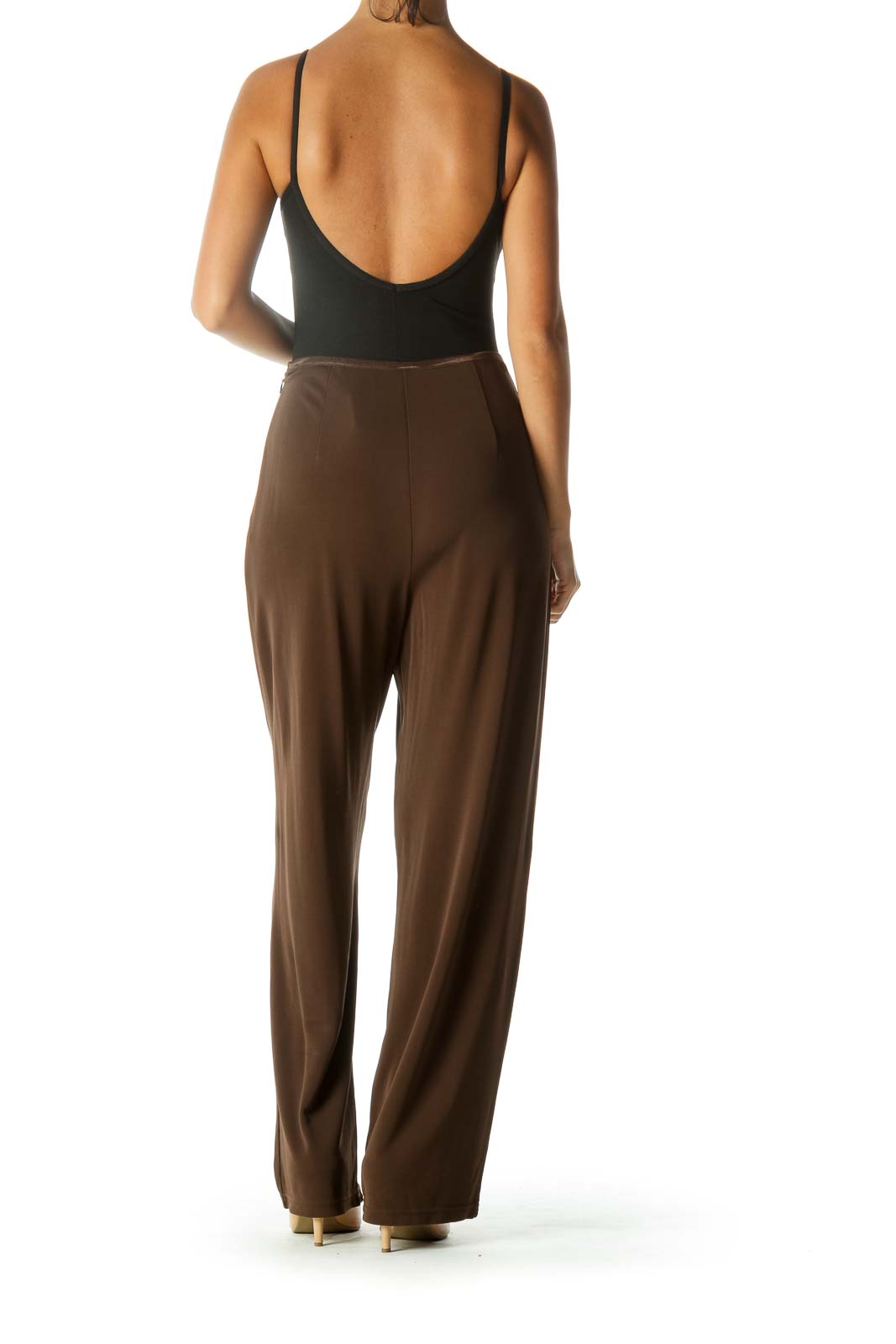 Brown High Waisted Wide-Leg Pant