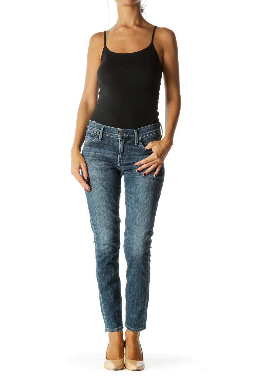 Blue Medium Wash Skinny Denim