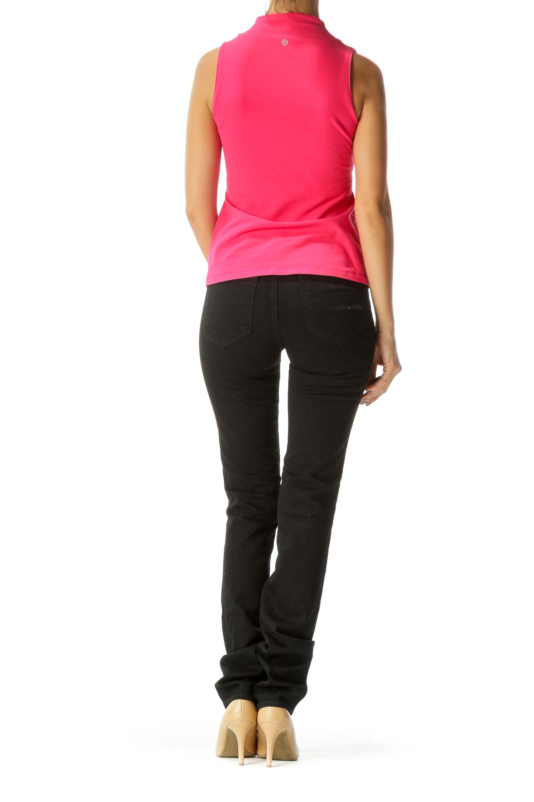 Pink Surplice V-Neck Stretch Sports Top with Built-In Bra