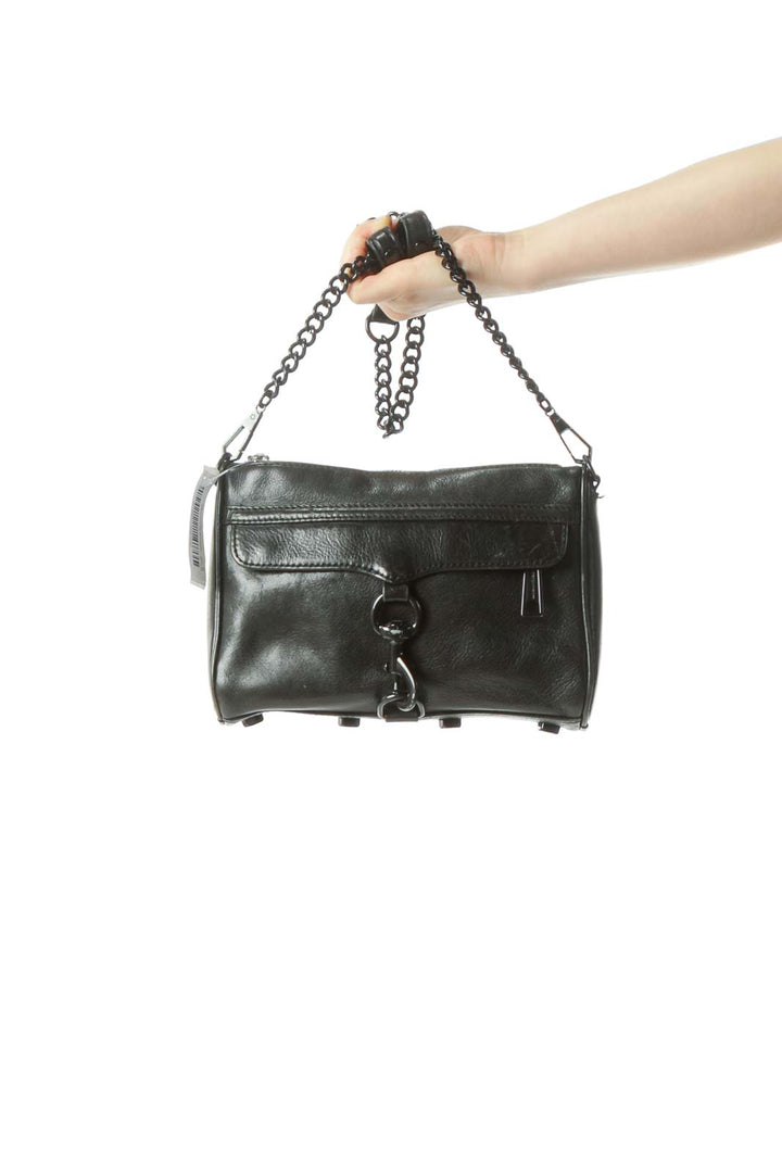 Black Crossbody Bag with Large Buckle