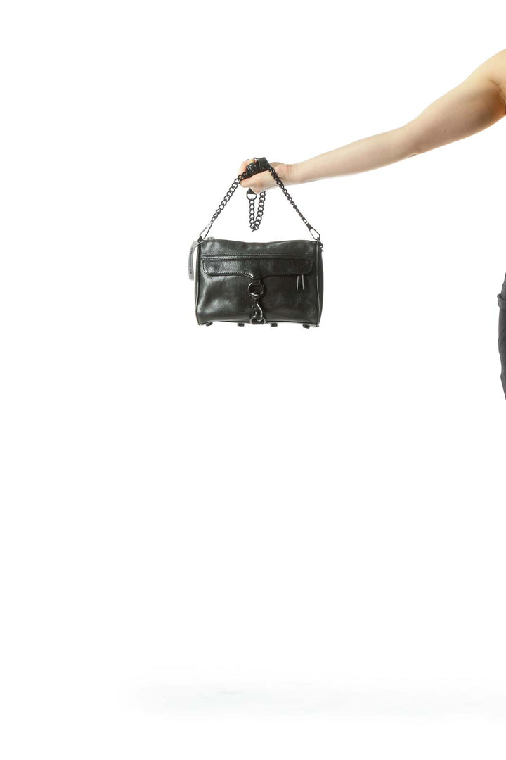 Black Crossbody Bag with Large Buckle