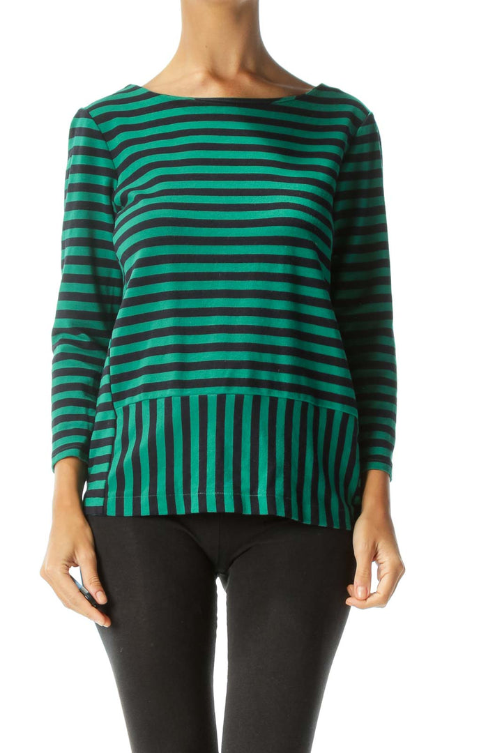 Green Blue Striped Top