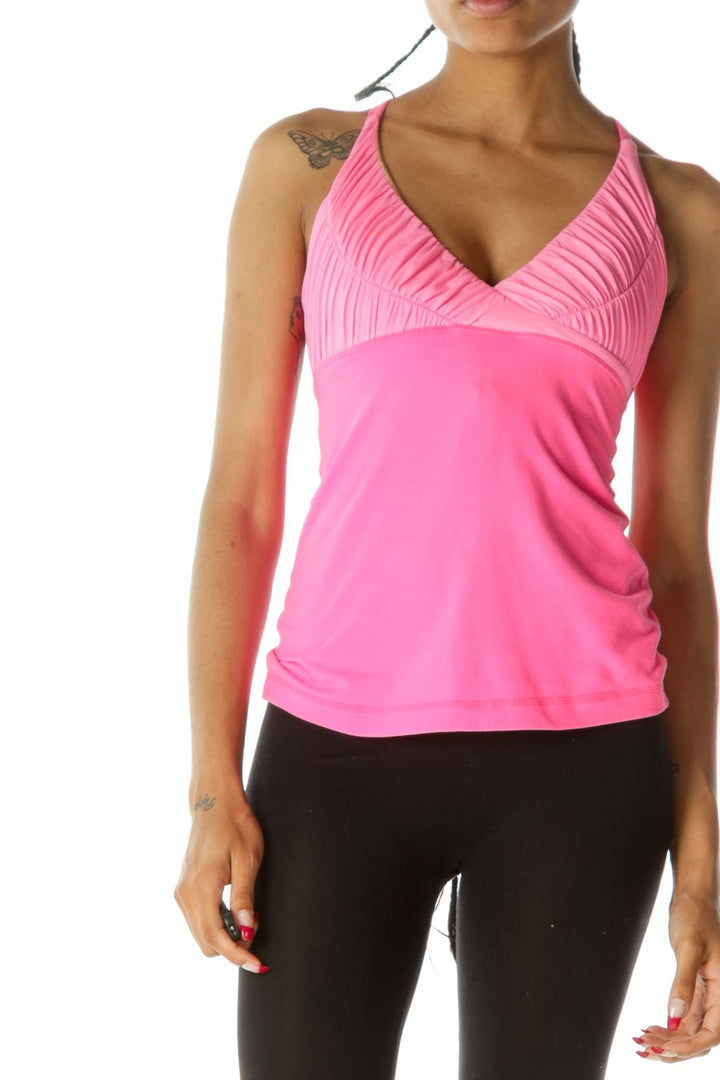 Neon Pink Scrunched Built-In Bra Tank Top