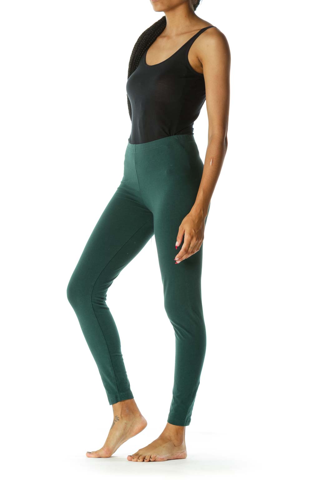 Green High-Waisted Skinny Leggings