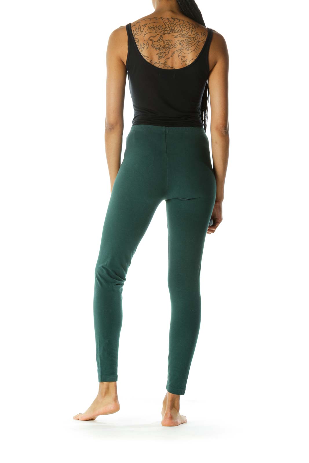 Green High-Waisted Skinny Leggings