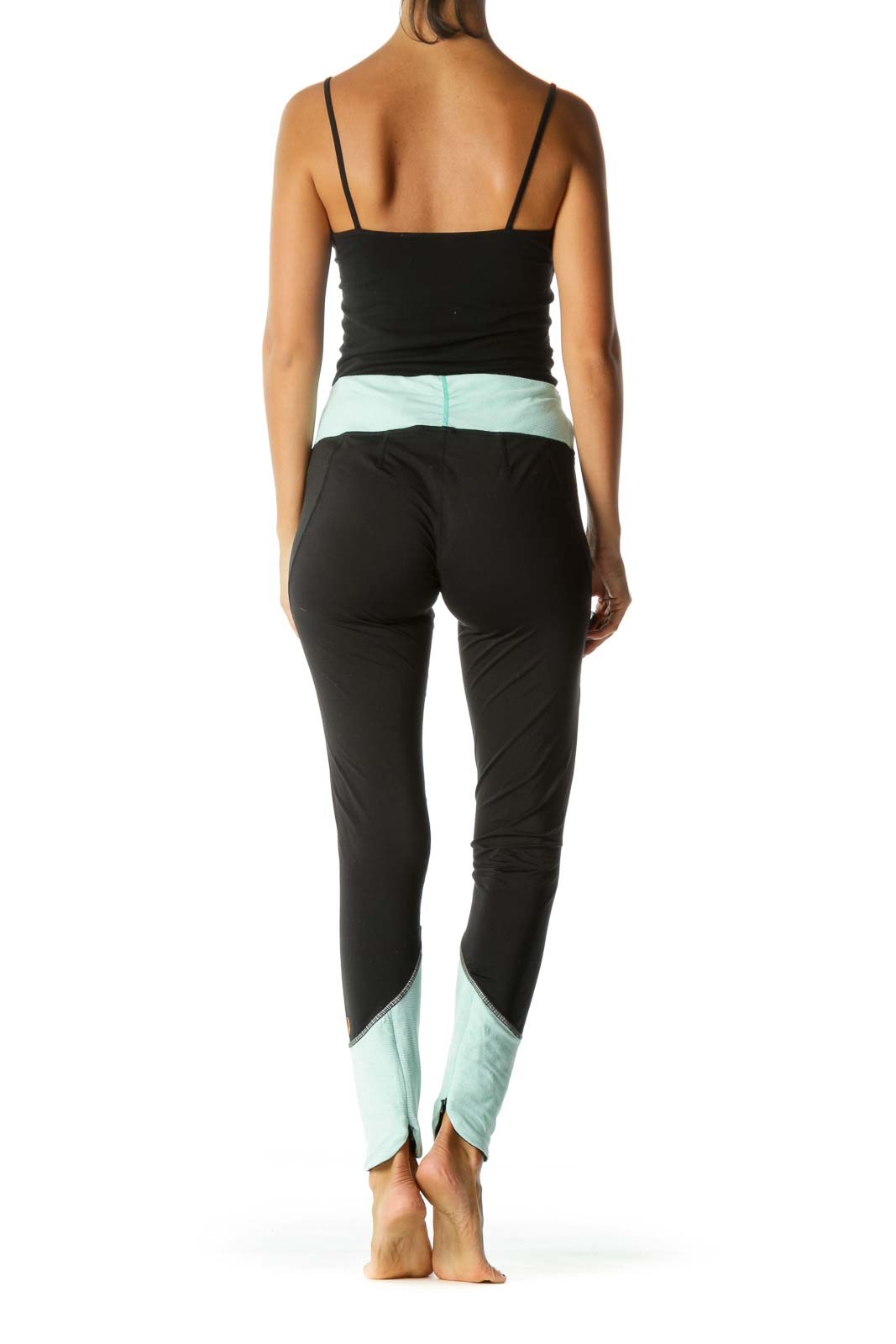 Black and Teal Color Blocked Leggings