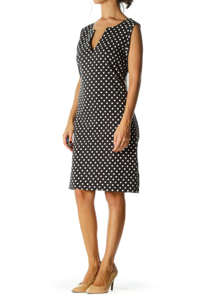 Black White Cotton Polka Dot Slip Dress