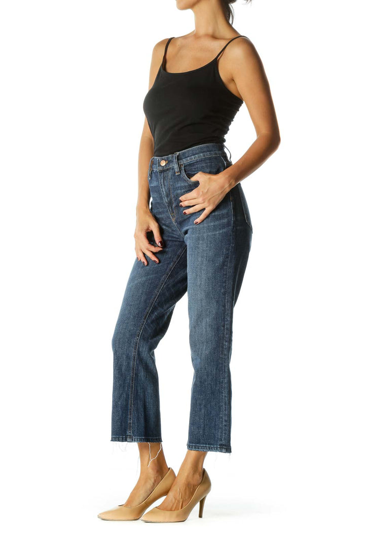 Blue Medium Wash Cropped Denim Jeans