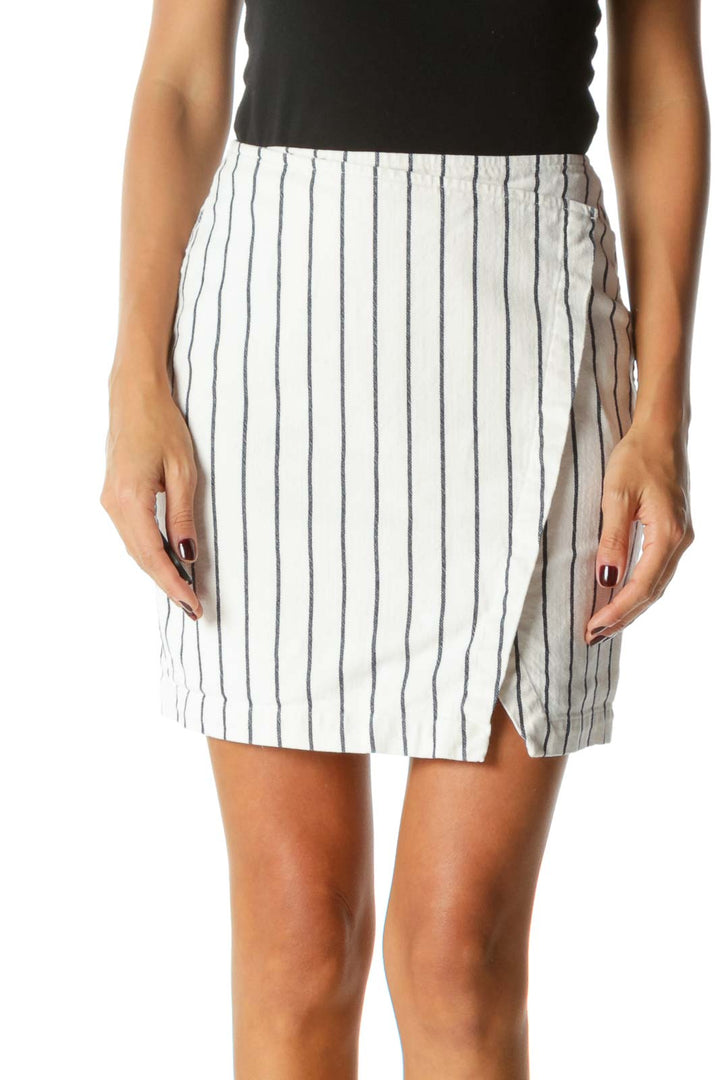 White Striped Mini Skirt