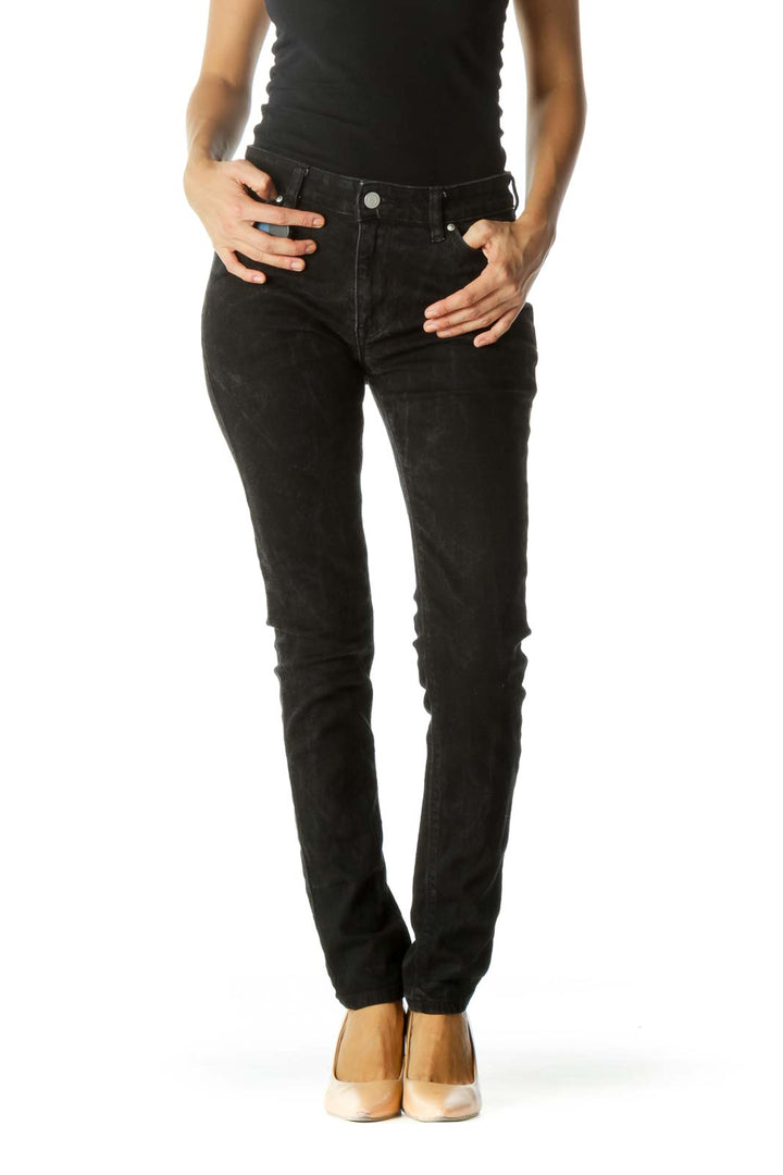 Faded Black Stretch Denim Pants