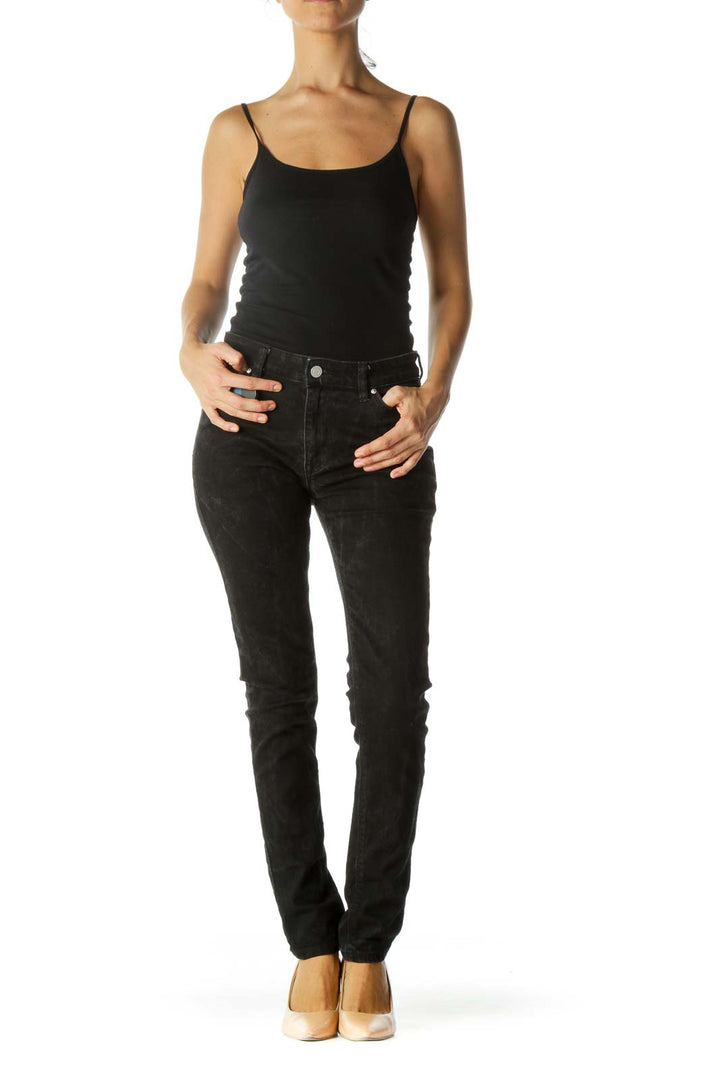 Faded Black Stretch Denim Pants