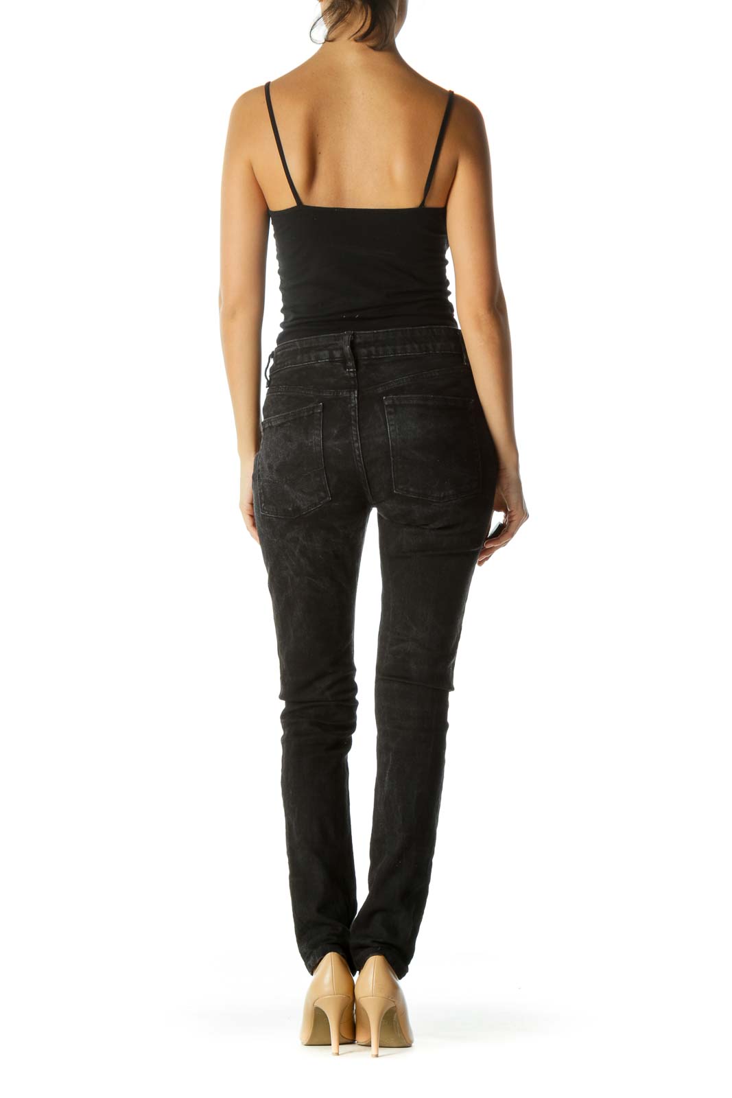 Faded Black Stretch Denim Pants