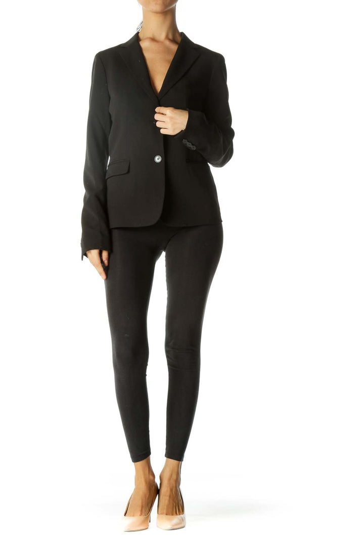 Black Button Pocketed Blazer