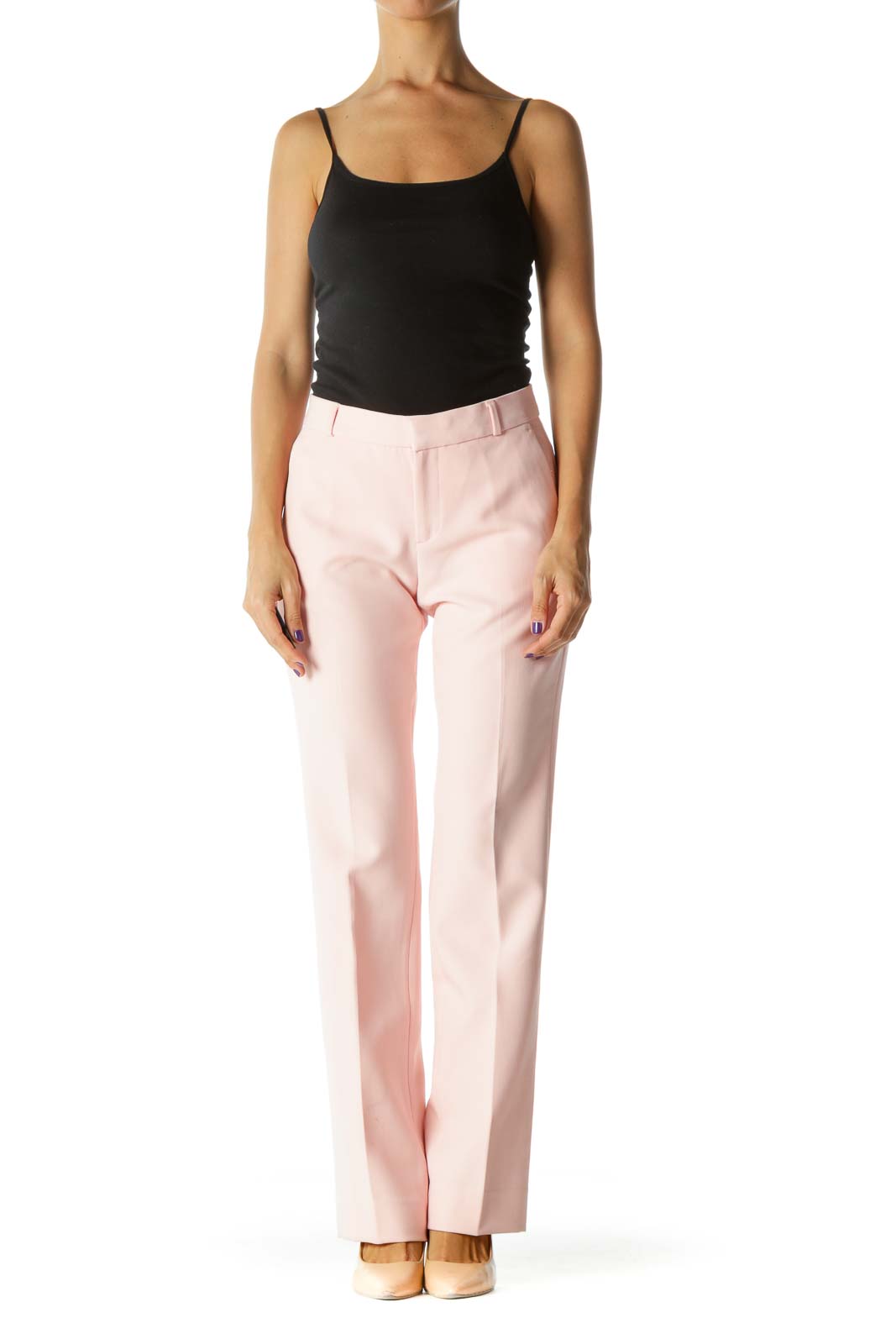 Pink Pocketed Draped Slightly Textured Pants (Short)