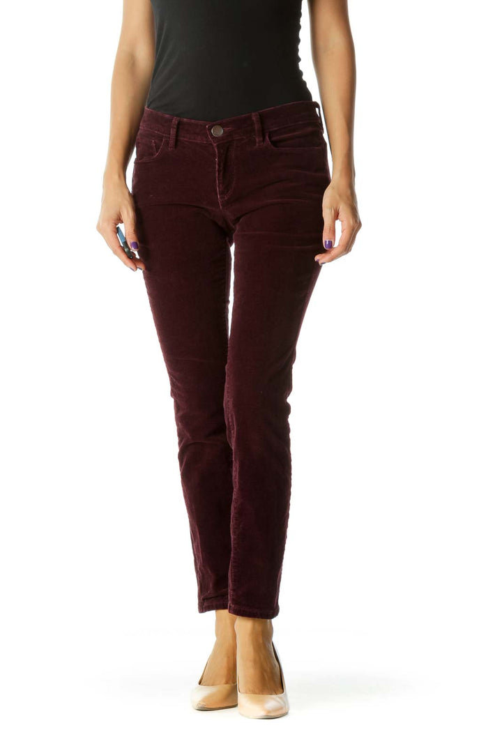 Purple Corduroy Skinny Stretch Pants (Ankle/Petite)