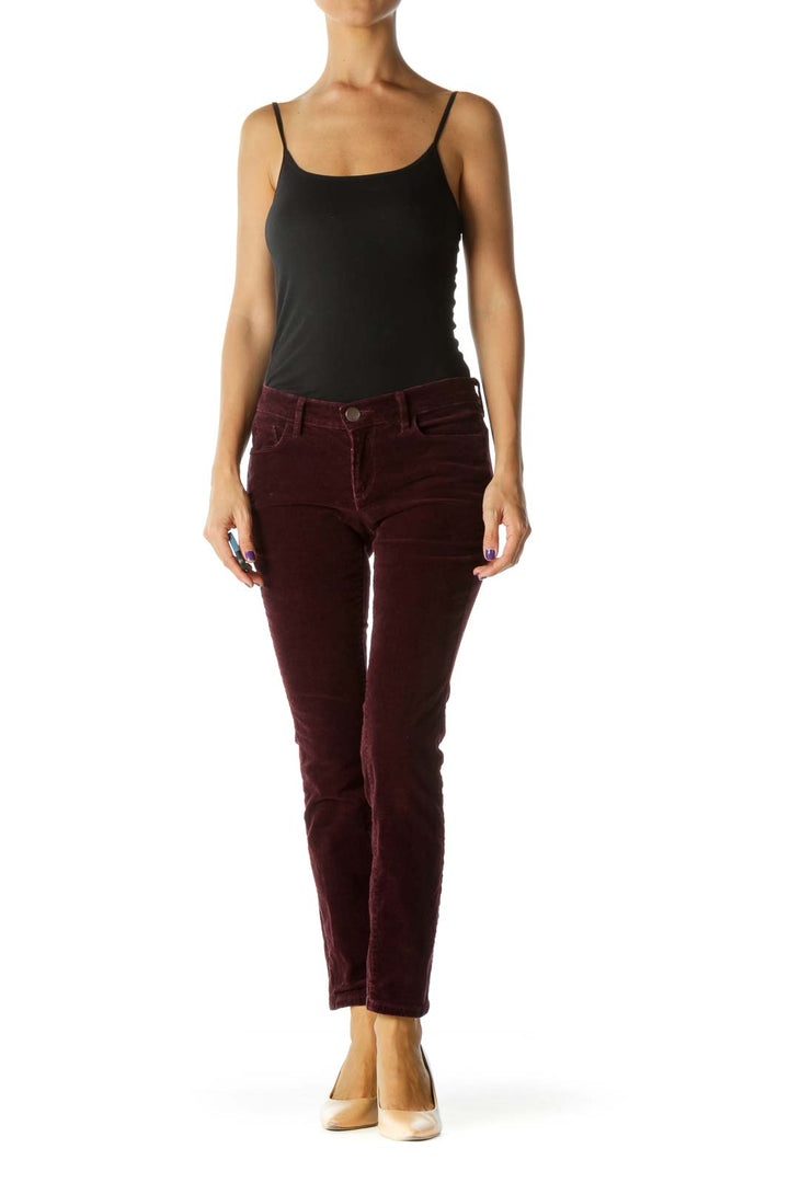 Purple Corduroy Skinny Stretch Pants (Ankle/Petite)