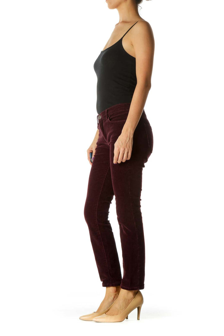 Purple Corduroy Skinny Stretch Pants (Ankle/Petite)