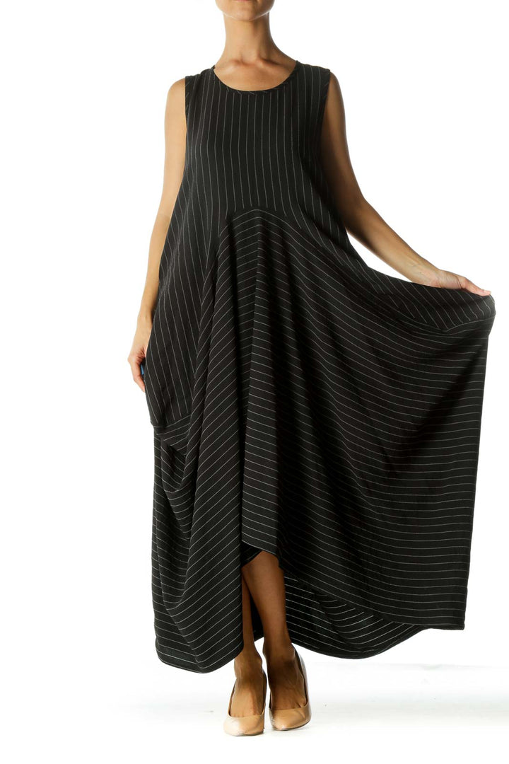 Black Striped Asymmetric Dress