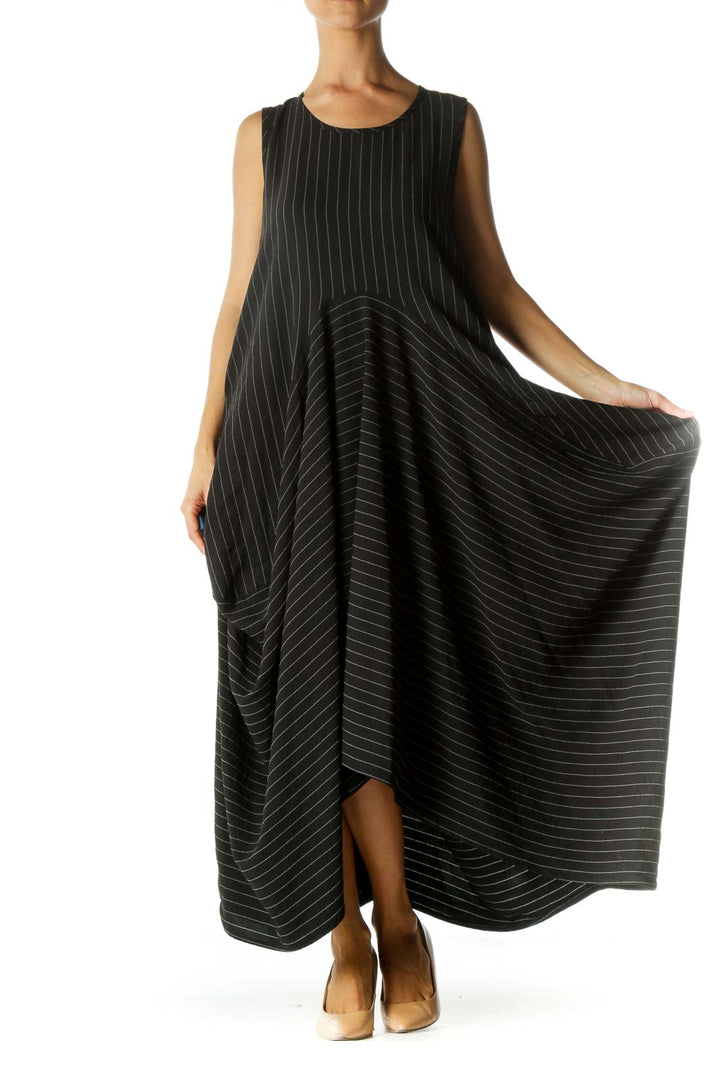 Black Striped Asymmetric Dress