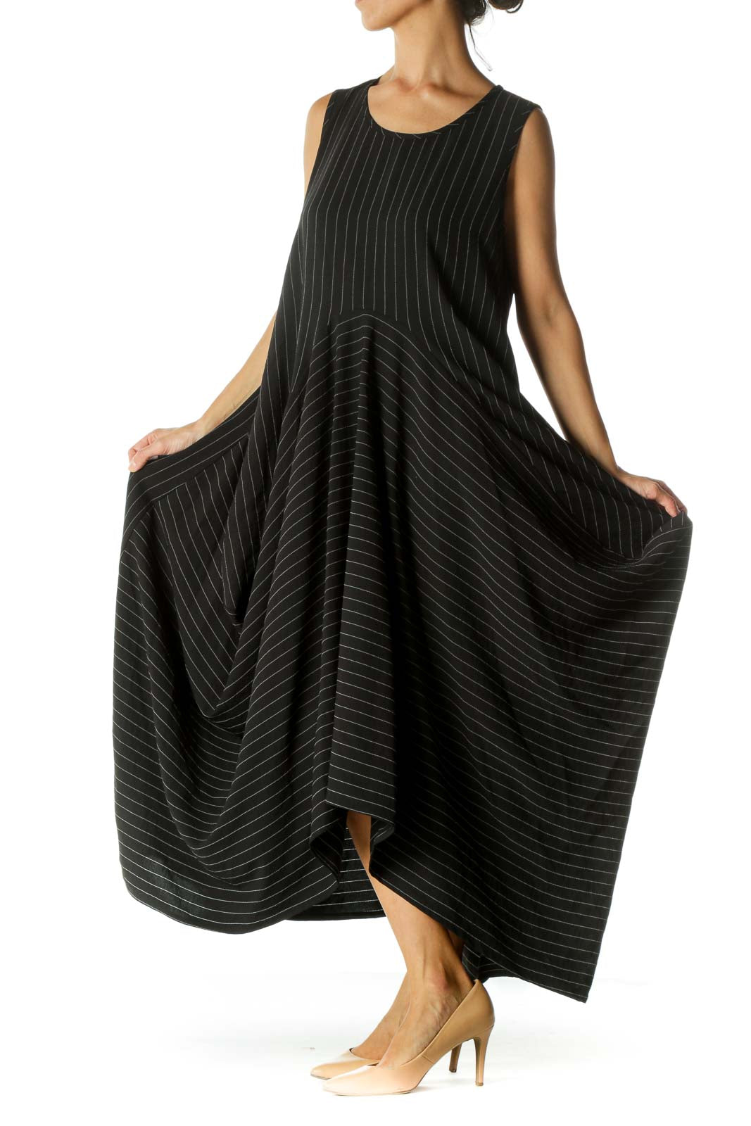 Black Striped Asymmetric Dress