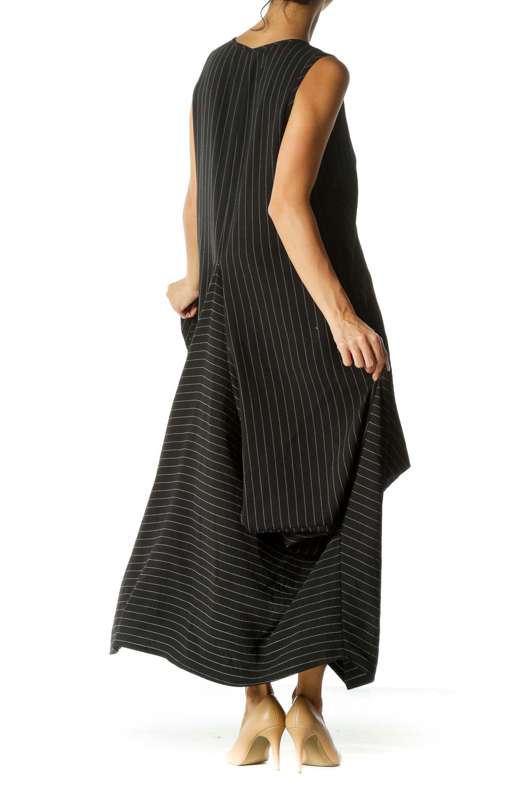 Black Striped Asymmetric Dress