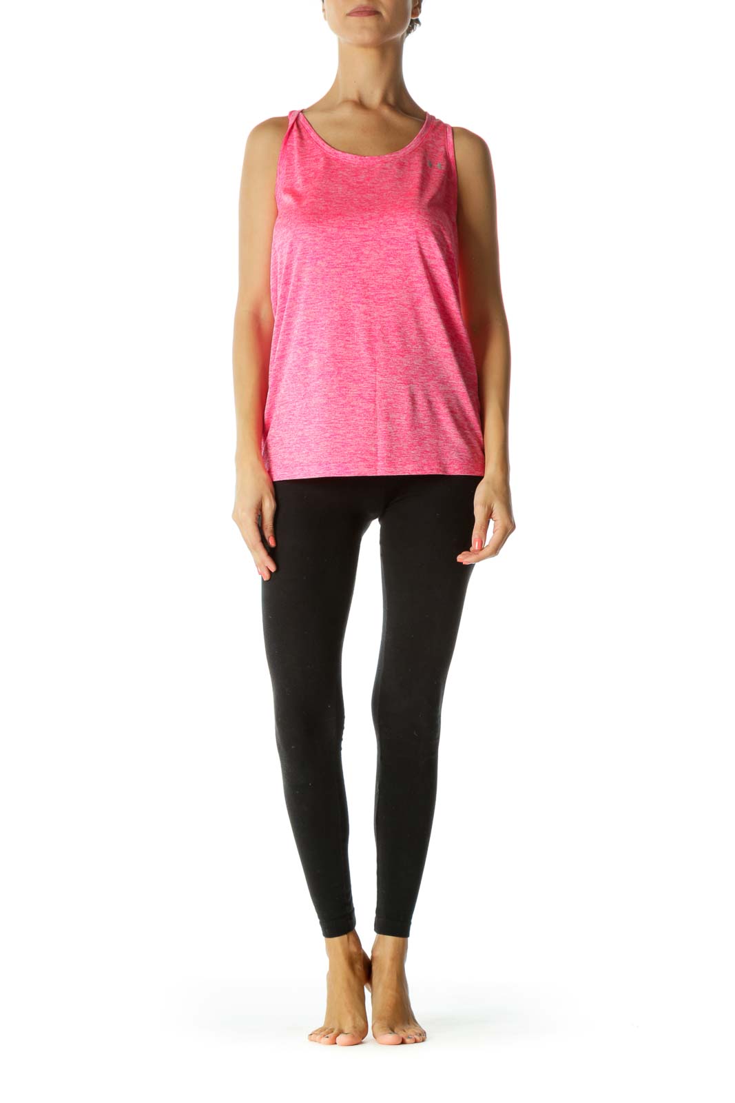 Neon Pink White Mottled Print Sports Tank Top