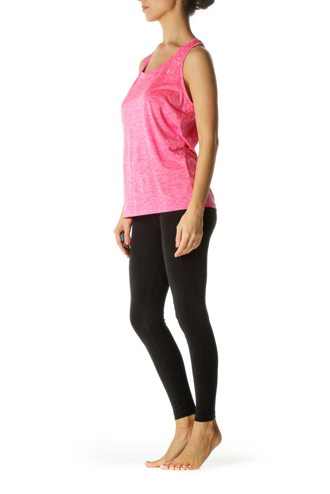 Neon Pink White Mottled Print Sports Tank Top