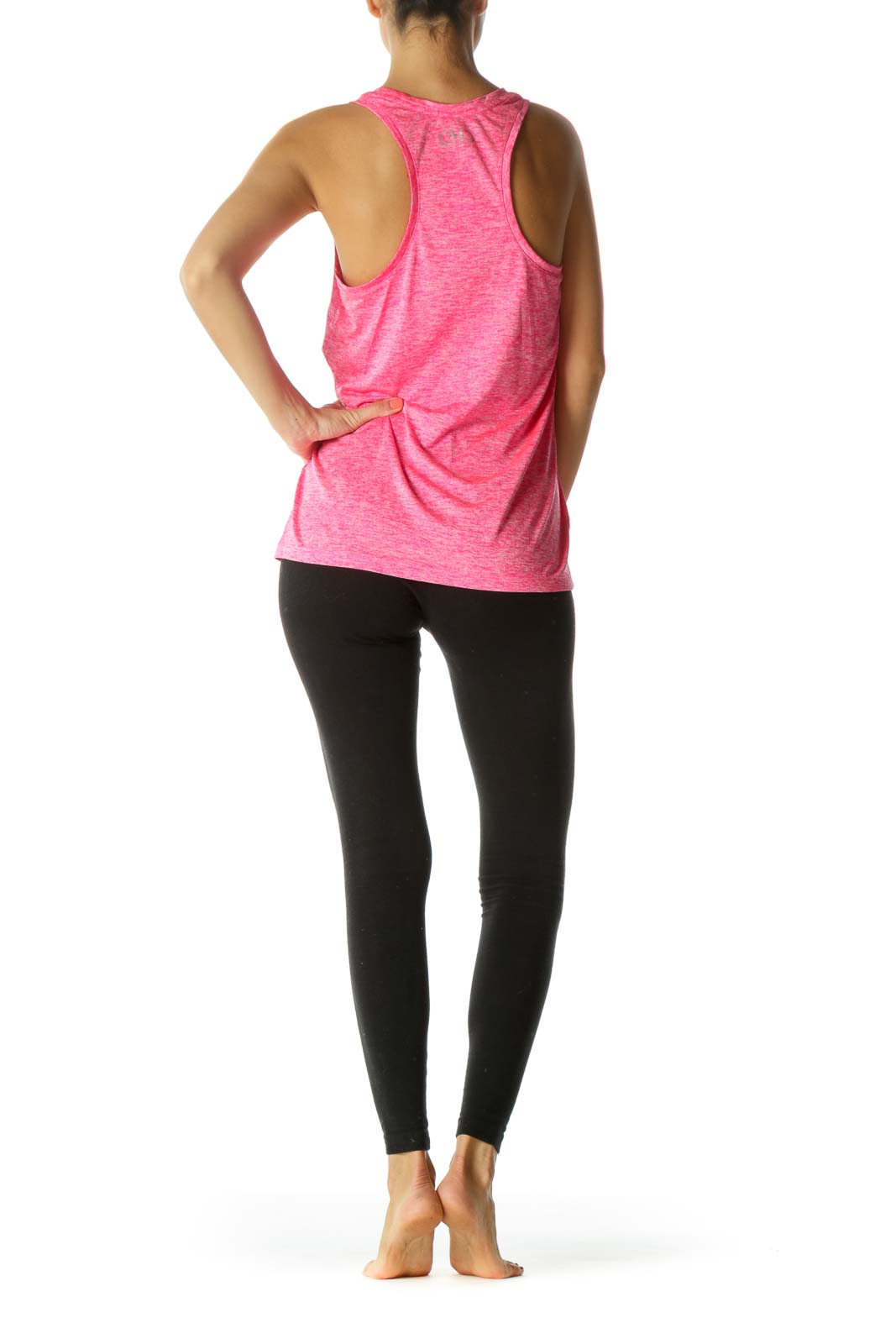 Neon Pink White Mottled Print Sports Tank Top