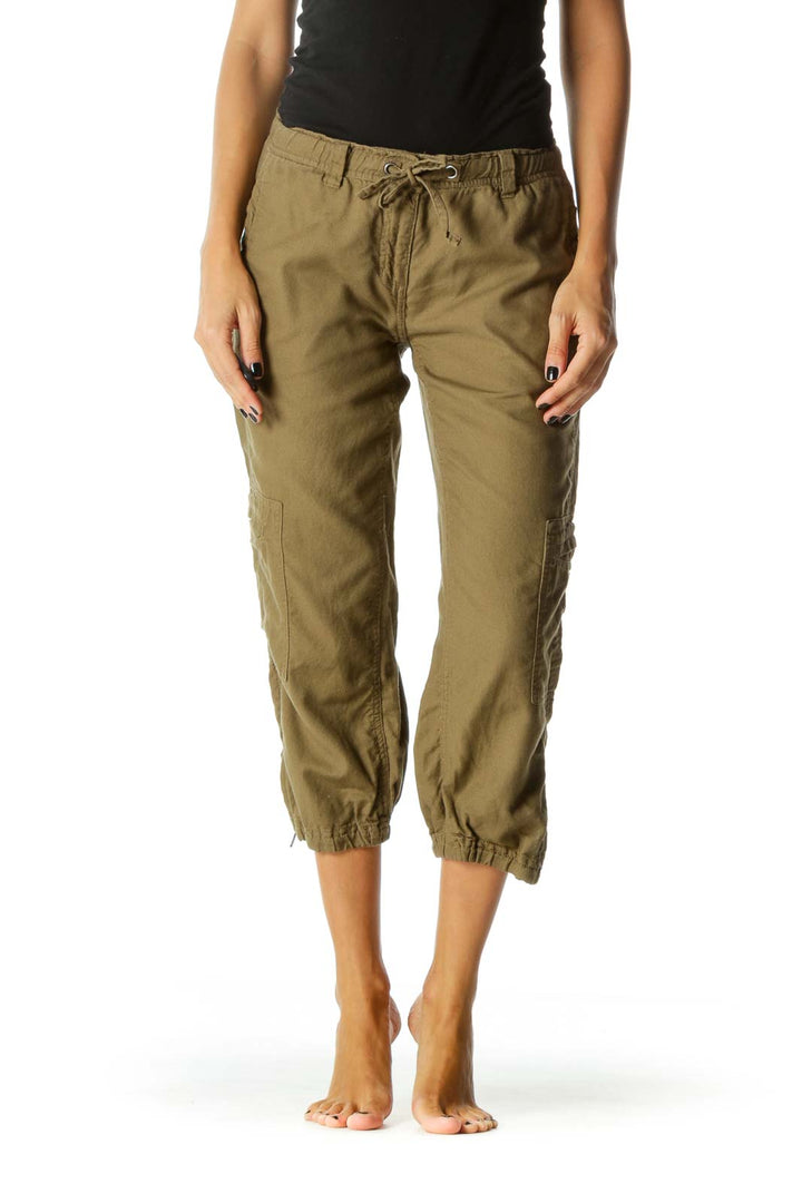 Brown Cotton Pocketed Joggers