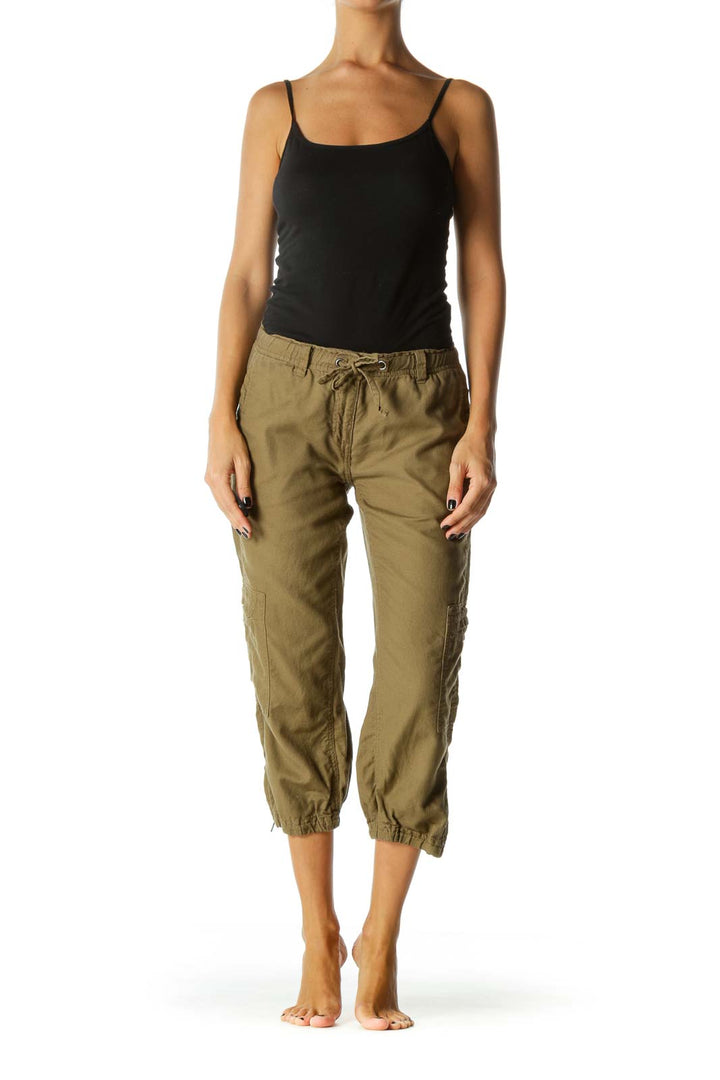 Brown Cotton Pocketed Joggers