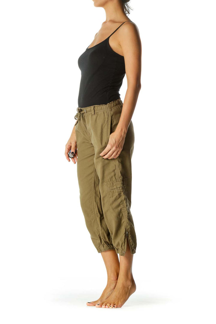 Brown Cotton Pocketed Joggers