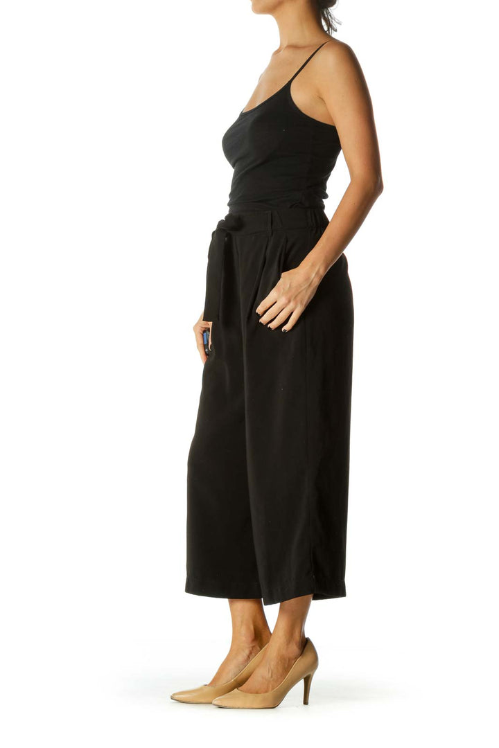 Black Wide-Leg Cropped Pants