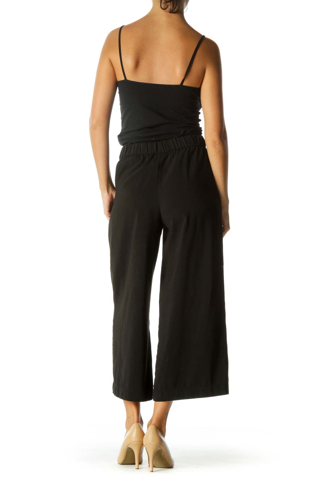 Black Wide-Leg Cropped Pants