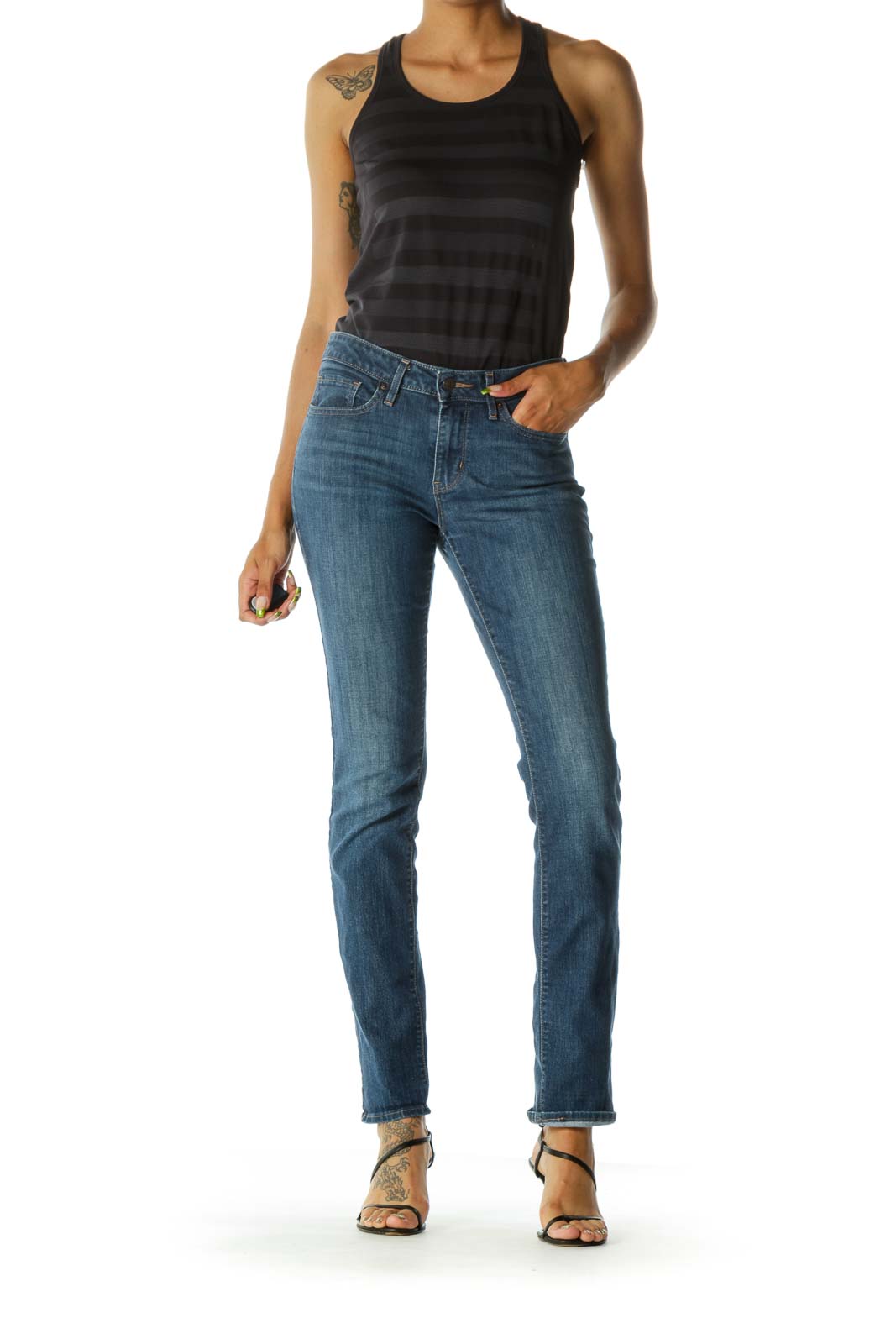 Blue Classic Straight Leg Jeans