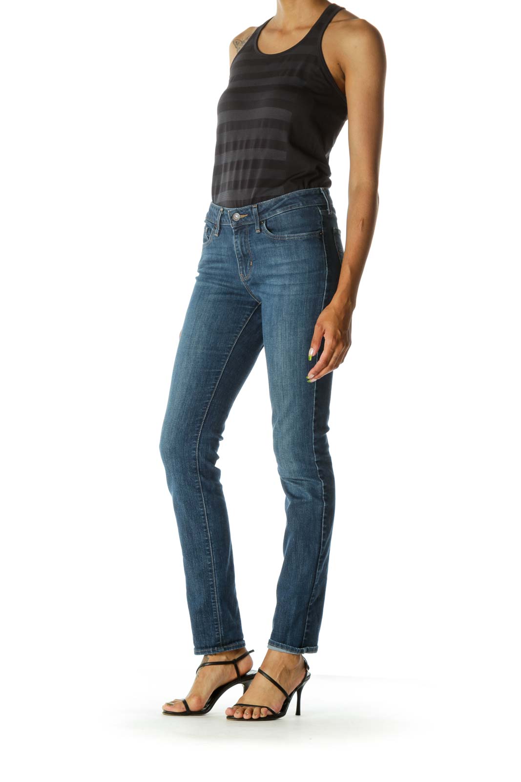 Blue Classic Straight Leg Jeans