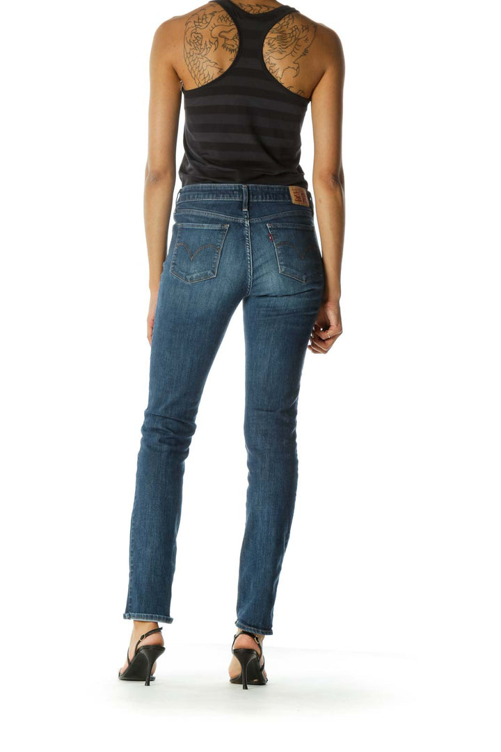 Blue Classic Straight Leg Jeans